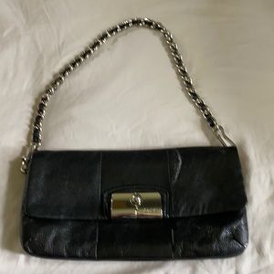Coach black leather evening bag